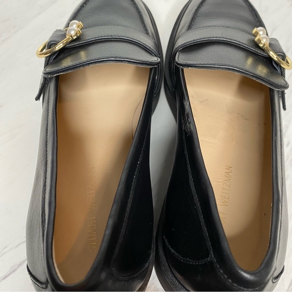 Stuart Weitzman Brenna Black Leather Loafer 5 1/2 B - Picture 11 of 14
